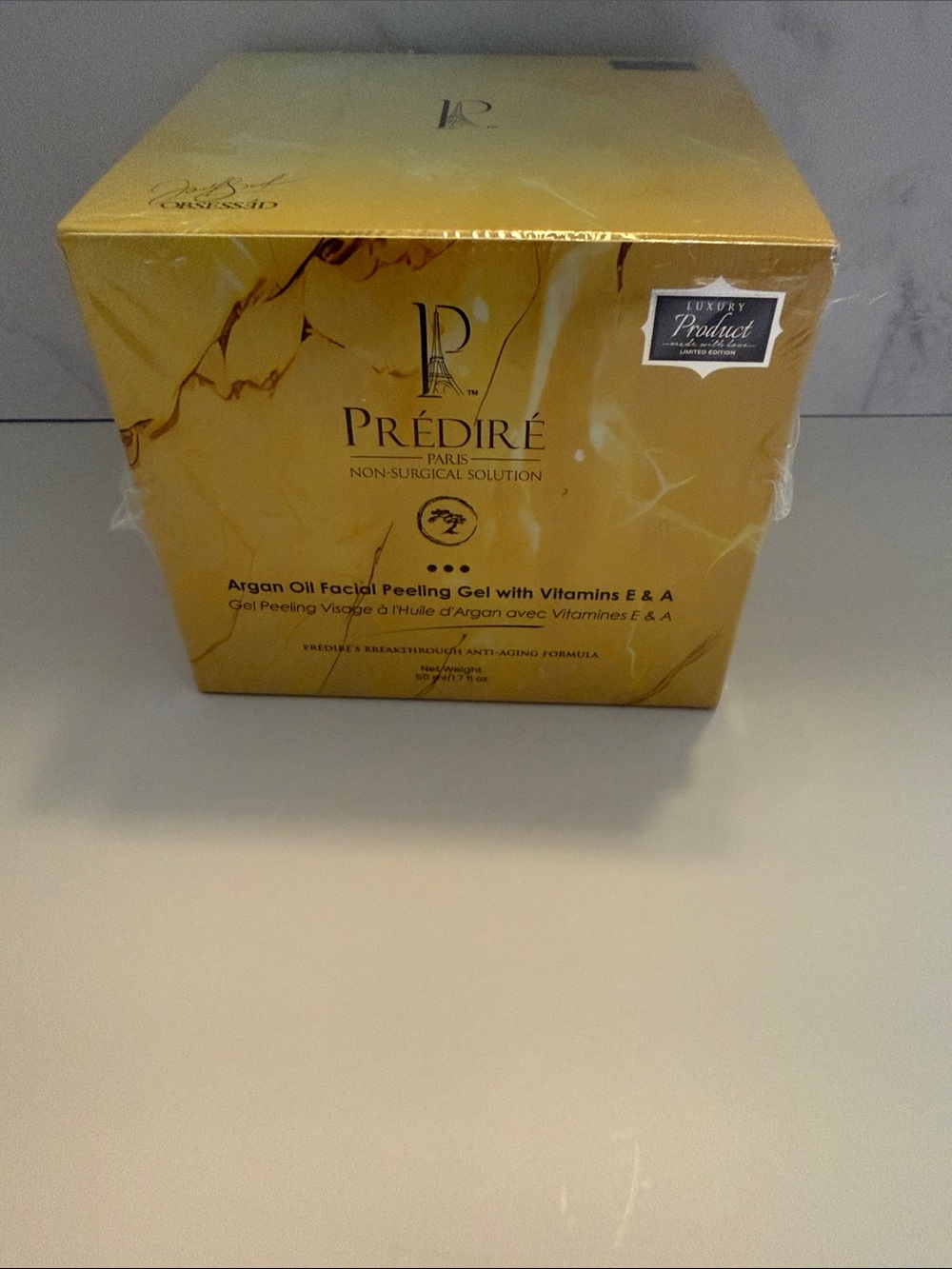 Predire Argan Oil Facial Peeling Gel with Vitamins E & A Gold Factory Sealed